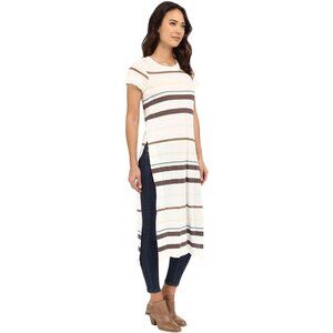 Free People Too Legit Tunic Dress White With Brown Stripes Size Small Cotton